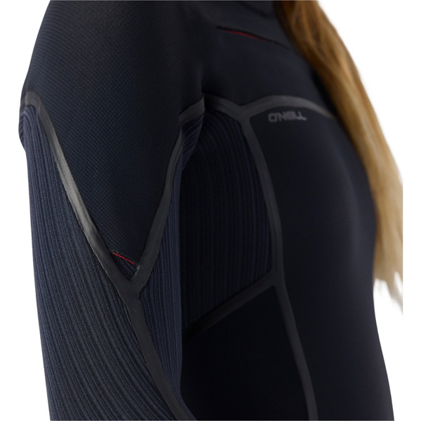 2026 O'Neill Mujer Hyperfreak Fire 5/4+mm Chest Zip Neopreno 5678 - Black